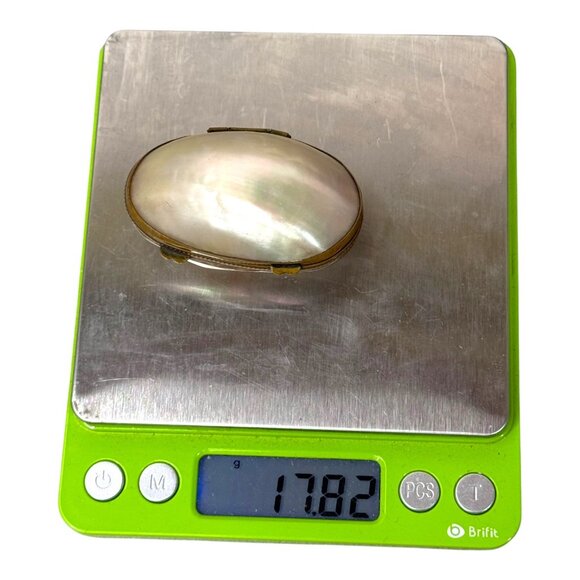 Antique 19th C Ormolu & Natural Shell Mother of Pearl Snuff Trinket Box VTG READ - Picture 7 of 11